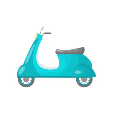 Beautiful colored two-wheeled scooter servants for movement and delivery.