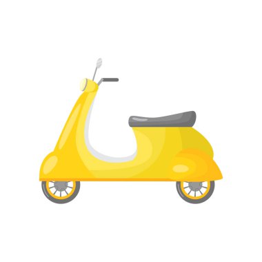 Beautiful colored two-wheeled scooter servants for movement and delivery.