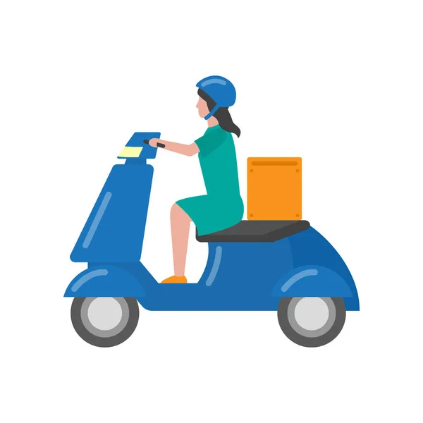 Bella colorato due ruote servitori scooter per il movimento e la consegna . — Vettoriale Stock