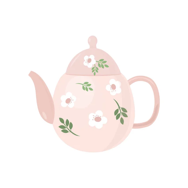 Beautiful colored teapot for brewing tea and boiling water. Teapot unusual shape. — Stockvector