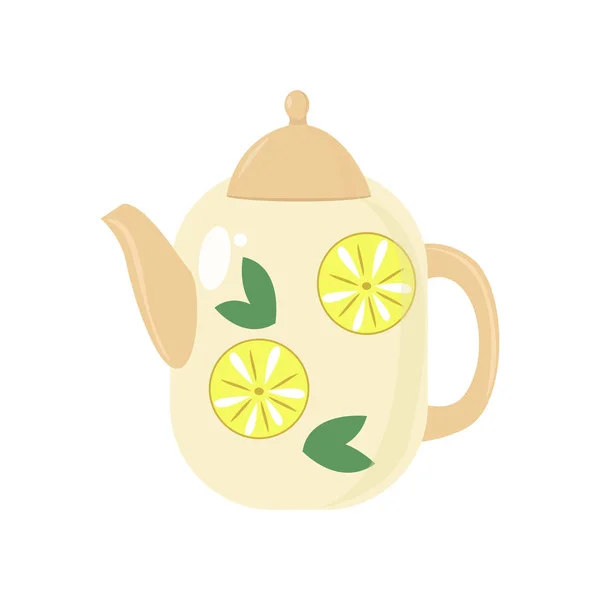 Beautiful colored teapot for brewing tea and boiling water. Teapot unusual shape. — Stockvector