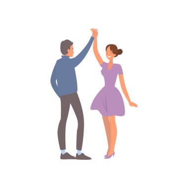 Happy loving couple young boyfriend and girlfriend having a date together.