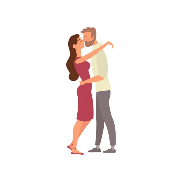 Feliz pareja amorosa joven novio y novia teniendo una cita juntos . — Vector de stock