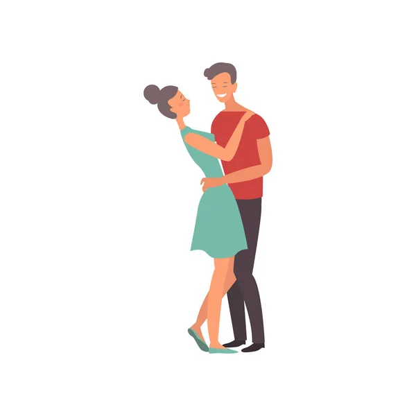 Feliz pareja amorosa joven novio y novia teniendo una cita juntos . — Vector de stock