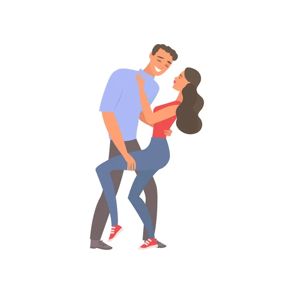 Feliz pareja amorosa joven novio y novia teniendo una cita juntos . — Vector de stock