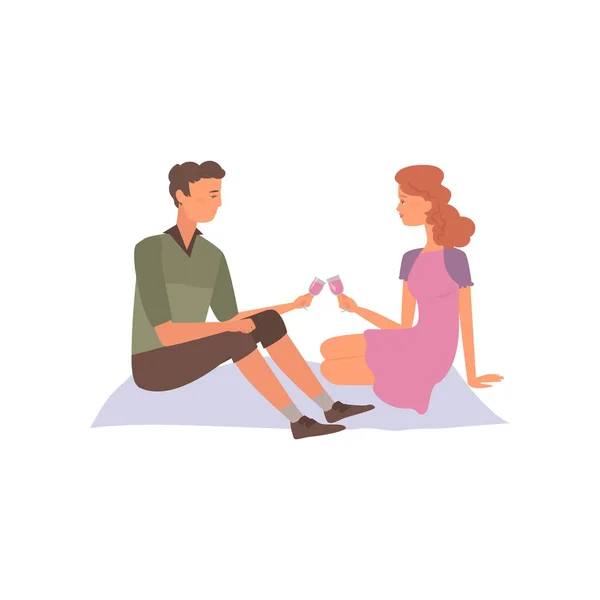 Happy loving couple young boyfriend and girlfriend having a date together. — Stock Vector