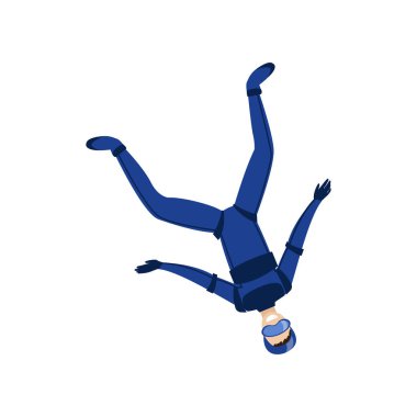 Skydiver engaged in a dangerous sport making jumps in the sky with a parachute. Extreme sport.