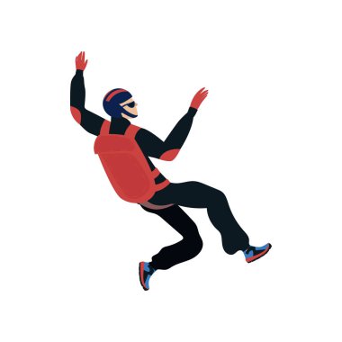 Skydiver engaged in a dangerous sport making jumps in the sky with a parachute. Extreme sport.