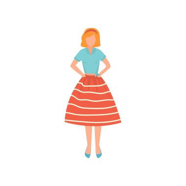 Pahalı vintage giysiler içindeki genç güzel kız. Retro giysiler.