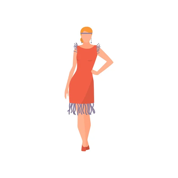 Joven chica hermosa en ropa vintage caro. Ropa retro . — Vector de stock