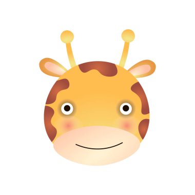 Sevimli Zürafa yüz, bebek hayvan kafa vektör çizim