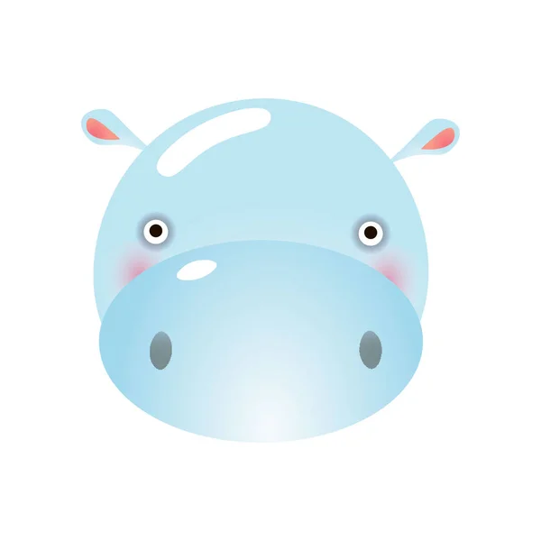 Linda cara de hipopótamo, cabeza de animal bebé Vector Ilustración — Vector de stock