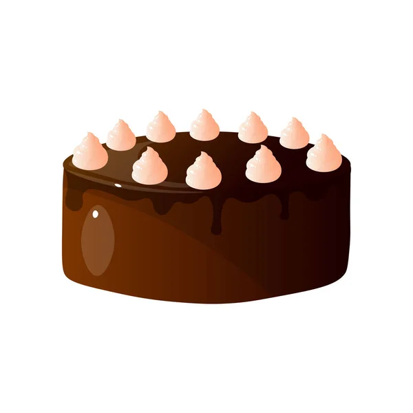 Délicieux gâteau au chocolat et crème fouettée, illustration vectorielle de dessert sucré — Image vectorielle