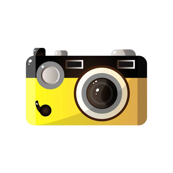 Gelbe digitale Fotokamera Vektor-Illustration. Digitale Fotokameras — Stockvektor