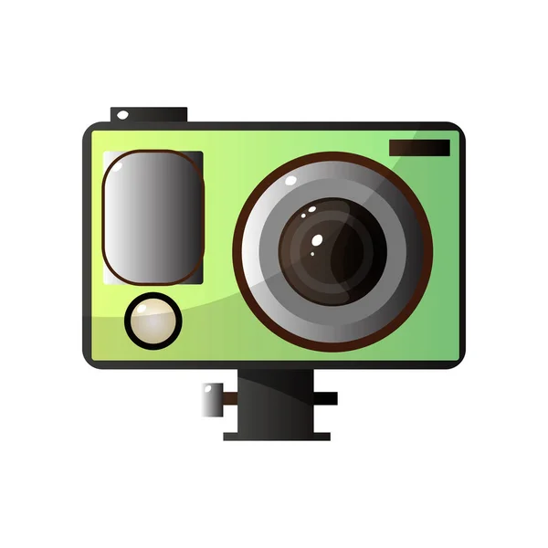 Groene digitale foto Camera vectorillustratie. Digitale fotocamera — Stockvector