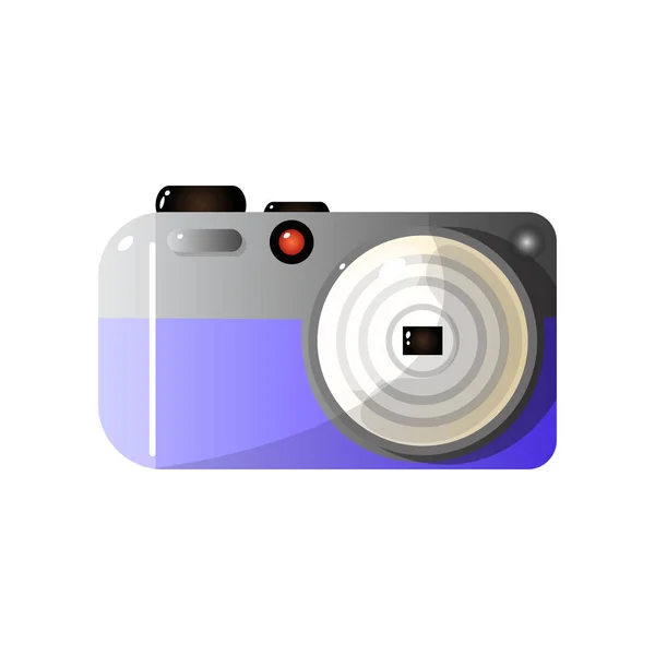 現代デジタル写真カメラ フロント ビュー ベクトル図 — ストックベクタ