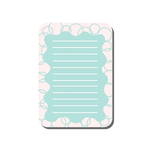 Cute Card with Place for Notes, Light Blue Lined Template can be used for Calendar Daily Planner, Note Paper, Organizer, Schedule Vector Illustration — стоковый вектор