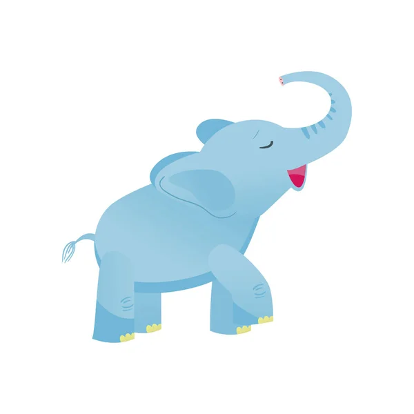 Carino elefante bambino, azzurro bel personaggio animale con apertura bocca vettoriale Illustrazione — Vettoriale Stock
