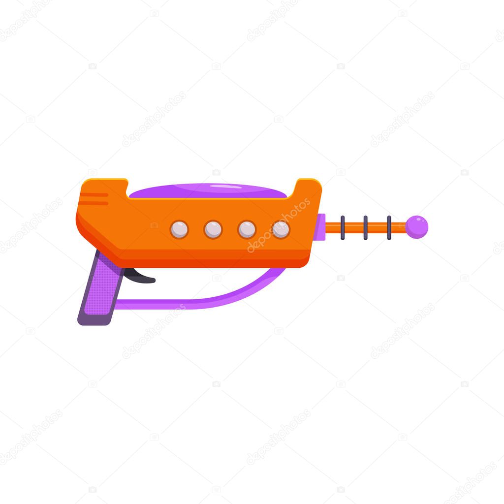 Space Ray Gun, Orange Laser Blaster Toy Weapon Vector Illustration