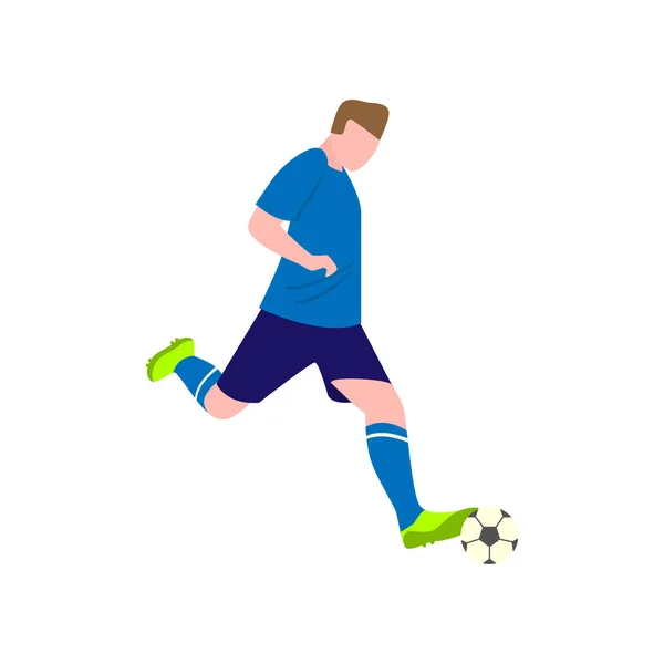 Brave soccer player tries to kick the ball hard — Stock Vector