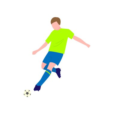 Futbolcu ile top yakın çekim görünümünü beyaz bir arka plan üzerinde