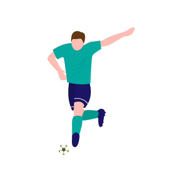 Närbild av en fotbollsspelare som kör efter bollen — Stock vektor