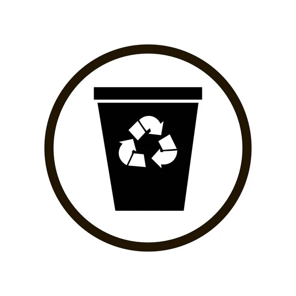 Μαύρη τουαλέτα σημάδι σκούπισμα σκουπίδια μπορεί σε έναν κύκλο που απομονώνονται σε λευκό φόντο — Διανυσματικό Αρχείο