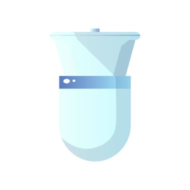 Kase ve beyaz arka plan üzerinde izole kapalı tuvalet kapağı ile beyaz seramik klozet üst görmek.