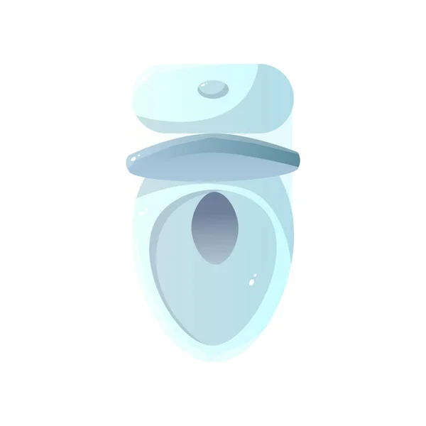 Крупним планом вид зверху на білий керамічний туалет з мискою і відкритою кришкою туалету ізольовані на білому тлі . — стоковий вектор