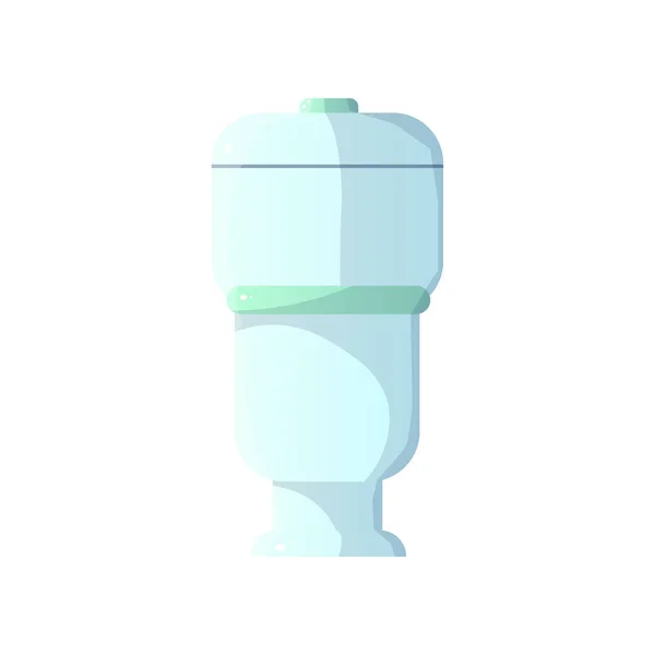 Крупним планом вид зверху на білий керамічний туалет з тарілкою, велика кнопка зливу і закрита кришка ізольовані на білому тлі — стоковий вектор