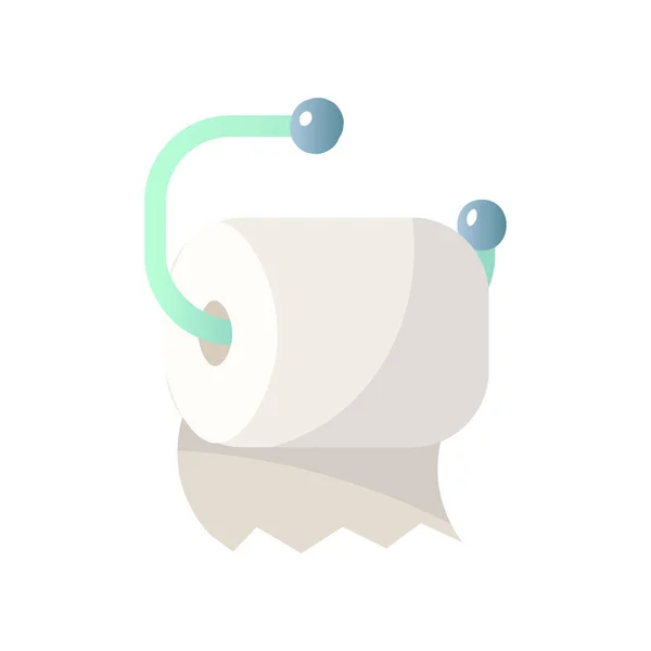 Туалетний Папір Звисає Зелених Роз Ємах Тримача Рулонів Ізольований Білому — стоковий вектор