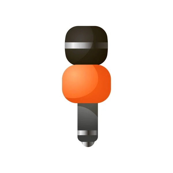 Vue rapprochée du microphone créatif à tête arrondie et décor en mousse orange isolé sur fond blanc — Image vectorielle