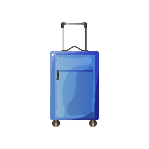 Modrá polykarbonátový kufr na kolečkách, cestovní zavazadla vektorové ilustrace — Stockový vektor