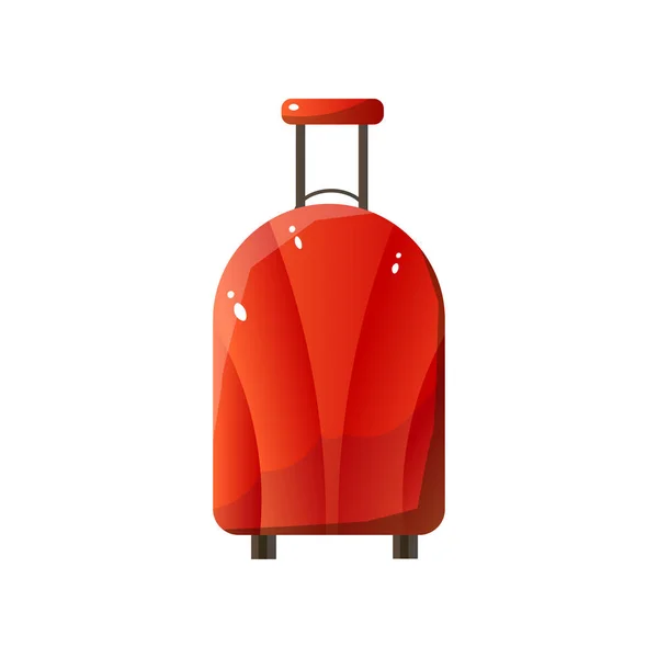 Roter Polycarbonat-Koffer mit Rädern, Reisegepäck, Vektor-Abbildung zum Reisekonzept — Stockvektor