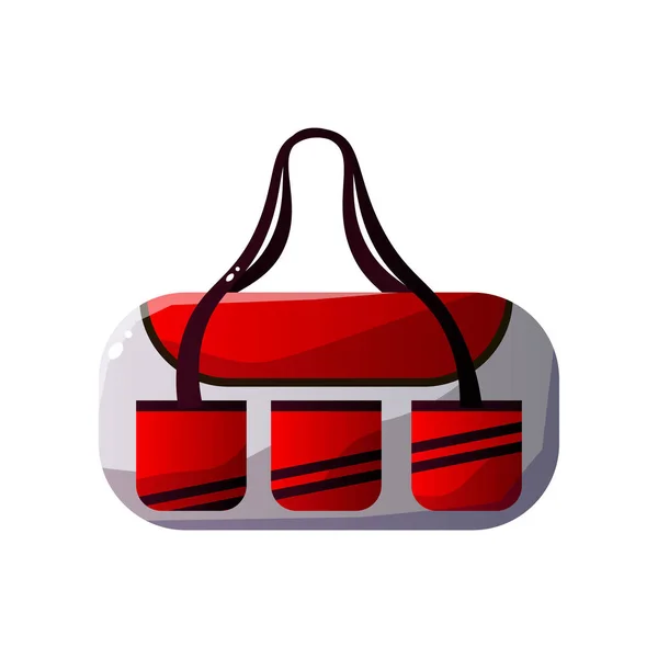 ダブル ハンドル、旅行者の荷物、ベクトル図で赤と白の陽気なハンドバッグ — ストックベクタ