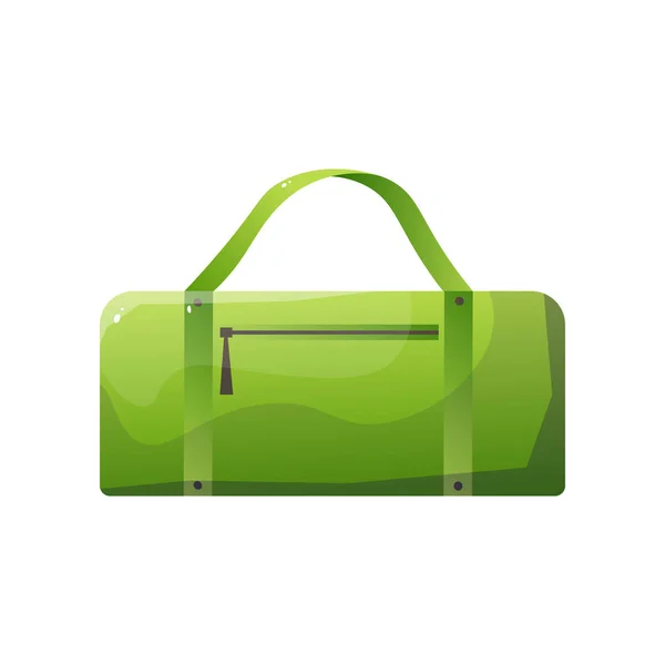 Groene sportieve handtas met dubbele grepen, reiziger bagage, vectorillustratie — Stockvector