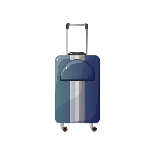Blauer Kunststoffkoffer mit Rädern, Reisegepäck, Vektor-Illustration zum Reisekonzept — Stockvektor