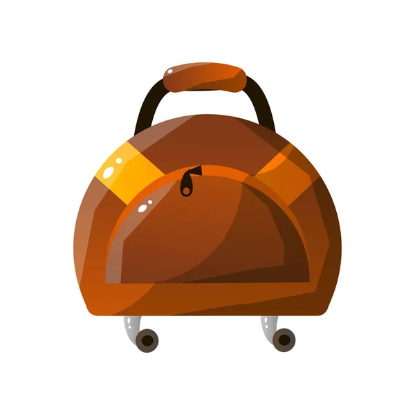 Valise à roulettes en cuir, Bagage voyageur, Concept de voyage Illustration vectorielle — Image vectorielle