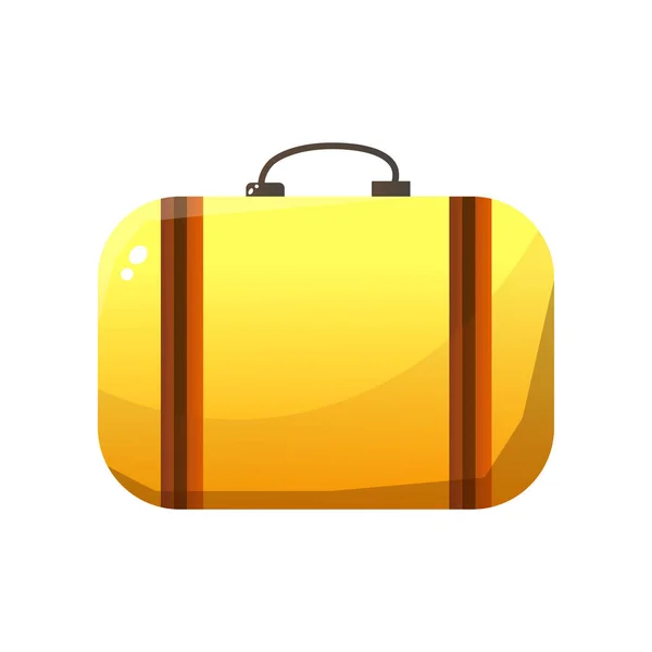 Valigia in pelle retrò arancione, illustrazione del vettore del bagaglio del viaggiatore — Vettoriale Stock