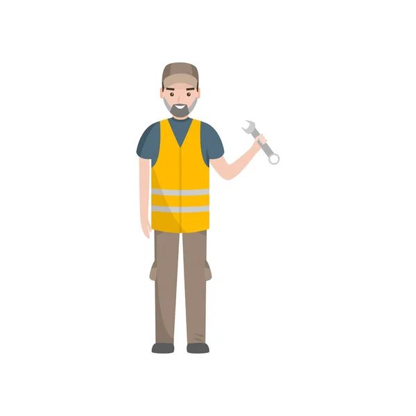 Professional Auto Mechanic Character in Safety Vest Vector Illustration — Stock Vector