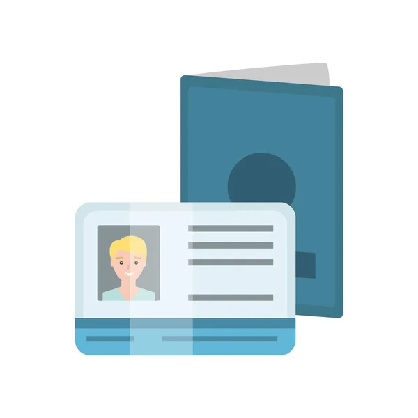 Passaporto e patente di guida con foto maschile, identificazione o carta d'identità Vector Illustration — Vettoriale Stock