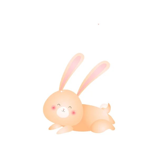 Cute rabbit lying on his stomach isolated on white background — Stock Vector