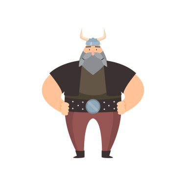 Gri sakal ve beyaz arka plan üzerinde geleneksel giysiler içinde uzun bıyıklı ile eski viking