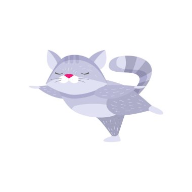 Şirin Rakun Swallow yapıyor egzersiz ve meditasyon beyaz arka plan üzerinde izole