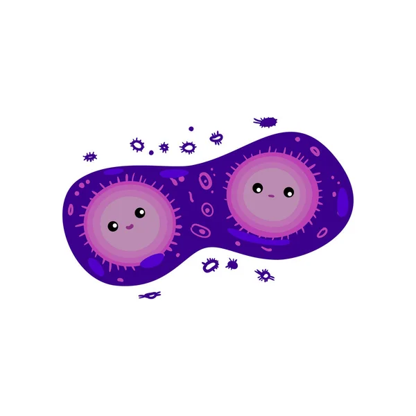 Complex microorganism consisting of two viral or bacterial units or cells against white — Stock Vector