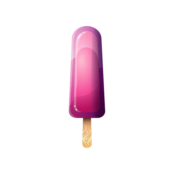 在白色背景查出的棍子的果子粉红色冰淇淋 — 图库矢量图片