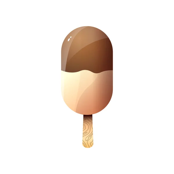 Crème glacée au chocolat sur bâton avec double saveur isolée sur fond blanc — Image vectorielle