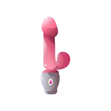 Beyaz arka plan üzerinde izole düğmesini çift başlı yapay penis vibratör