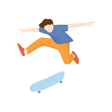 Beyaz arka plan üzerinde izole paten yukarıda yüksek atlama kaykaycı.