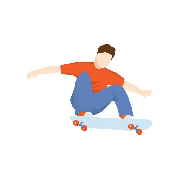 スケートボーダーは白い背景に対して隔離されるスケートの上に座って乗り物 — ストックベクタ